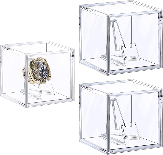 Championship Ring Display Case,Acrylic Display Box and Holder for Super Bowl Rings, Championship Rings, and Baseball Rings,for Collectors and Enthusiasts,3pcs