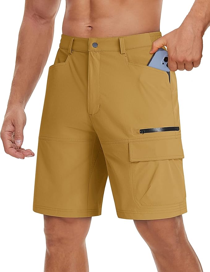 TACVASEN Men's Summer Outdoor Shorts Quick Dry Cargo Casual Work Hiking Shorts (NO Belt)
