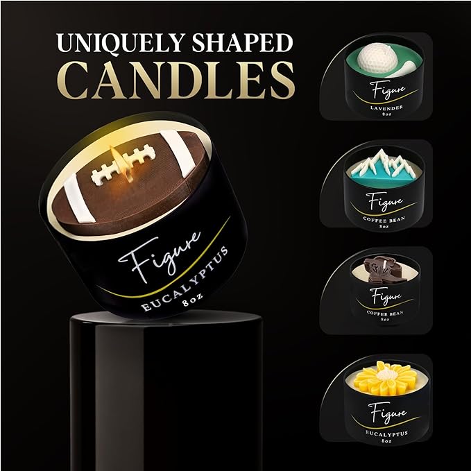 All-Natural Football Candle – Eucalyptus Scent | Hand-Poured in The USA | Beeswax & Soy Wax | Essential Oils | 100% Beeswax Wick | Premium Gift Box | Candle Gifts for Men & Women