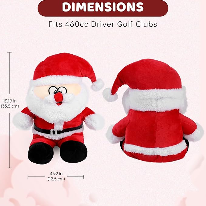 Christmas Golf Club Covers, Fun Plush Headcovers with Soft Protection for Fairway Wood Clubs, Festive Golf Gift for Men and Women