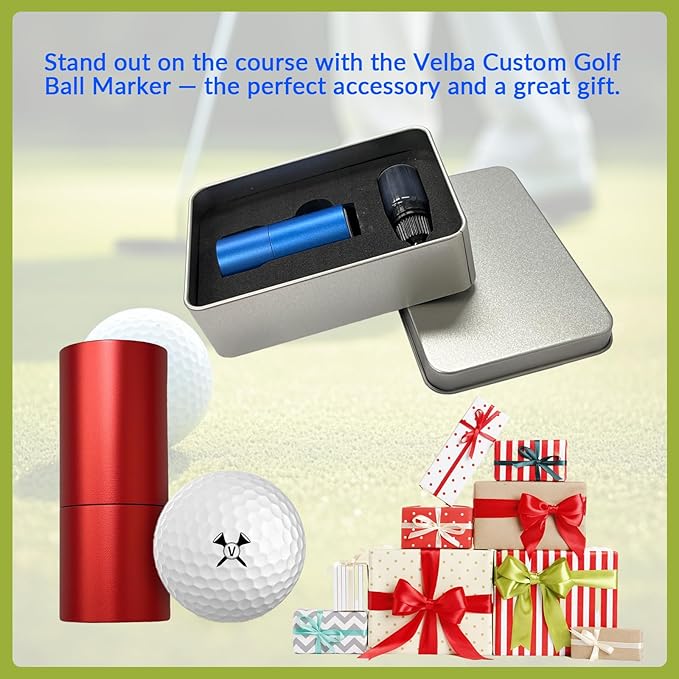 Custom Golf Ball Stamp with Ink & Storage Tin - Personalized Text/Logo Waterproof Reusable Golf Ball Marker Set, for Men, Dad, Husband, Father's Day, Christmas, Retirement Gifts for Golf Lovers