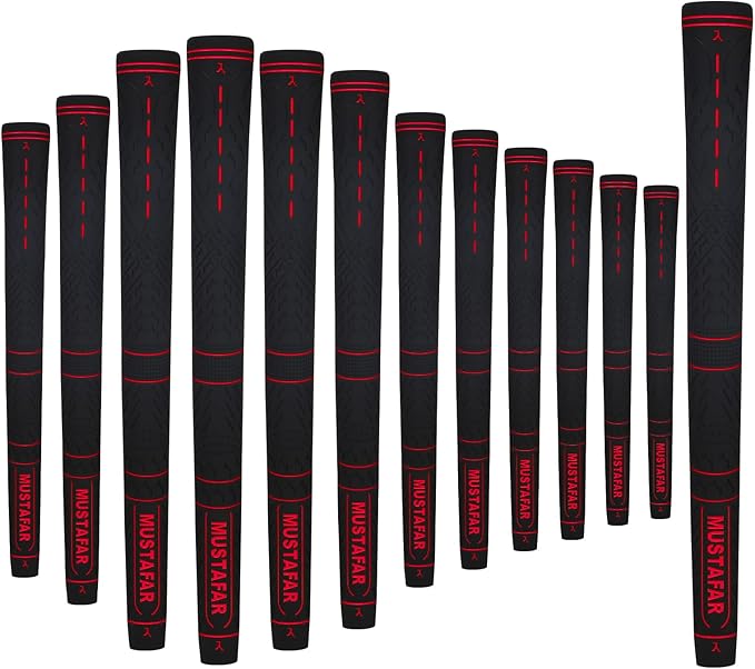 MUSTAFAR Premium Rubber Midsize Golf Grips 13 Pack -Enhanced Traction and Comfortable,Durable Golf Club Grips 4 colors Available