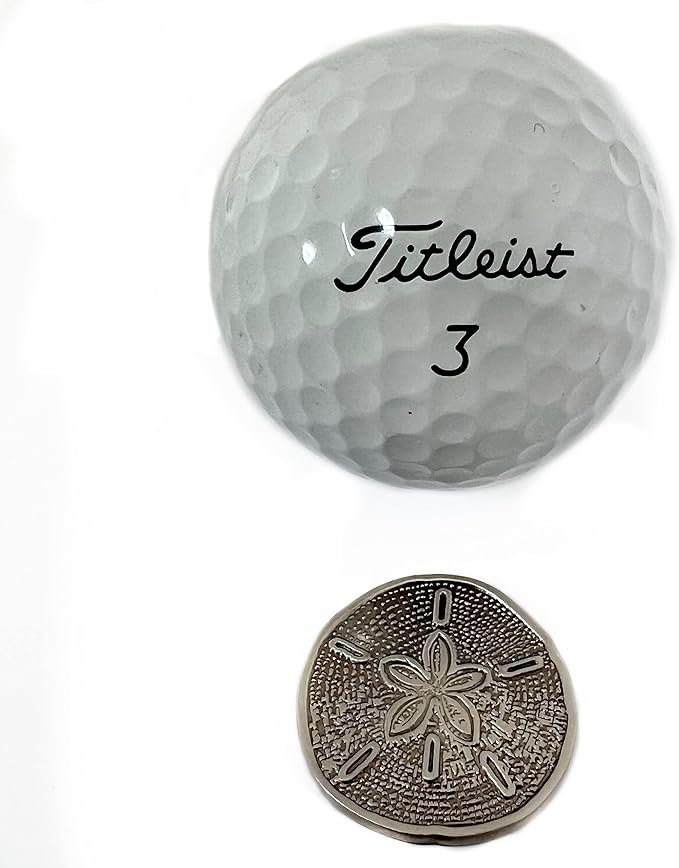 Full Metal Markers Sand Dollar Magnetic Metal Golf Ball Marker with Hat Clip for Men and Women - Unique Marker for Putting Green - Golf Accessories