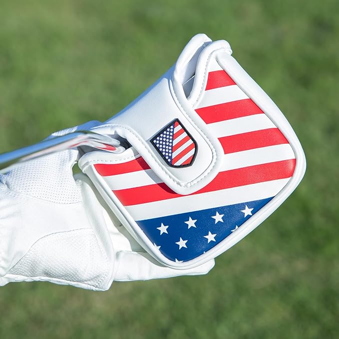Golf Putter Cover USA Mallet Putter Headcover with Magnetic Closure Leather Golf Club Covers for Most Brand