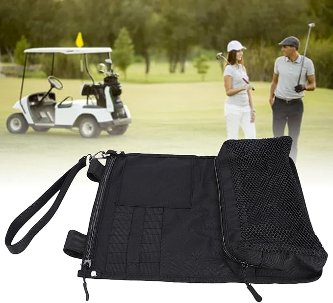 SUNGOOYUE Golf Ball Bag Pouch, Polyester Golf Accessory Organizer with Phone Pocket and Tee Holder, for Balls and Outdoor Sports