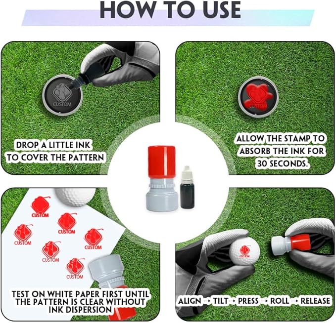 HDSD Custom Golf Ball Markers - Personalized Long Lasting, Includes Ink Bottle - 0.6in, 0.8in - Stand Out on The Course with Unique Markings - Golf Accessories Gift