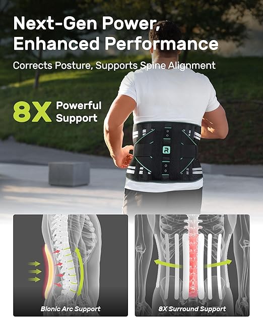 Back Brace for Lower Back for Women Men, Elastic Back Support Belt with 8 Stays for Lifting at Work, Breathable Soft Lumbar Support, Blue XXL