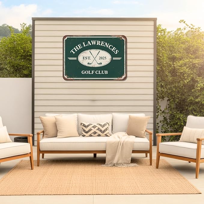 Personalized Golf Metal Sign, Vintage Country Club Villa Decor, Custom Metal Sign with Name, Personalized Golf Wall Decor for Club Garage Bar, 19th Hole Wall Art, Gifts for Golfers Dad Father Husband