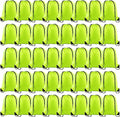 KUUQA 50Pcs Fluorescent green Drawstring Backpack Bulk Drawstring Bags String Bags Storage Bags Gym Backpack for Sport Gym Traveling