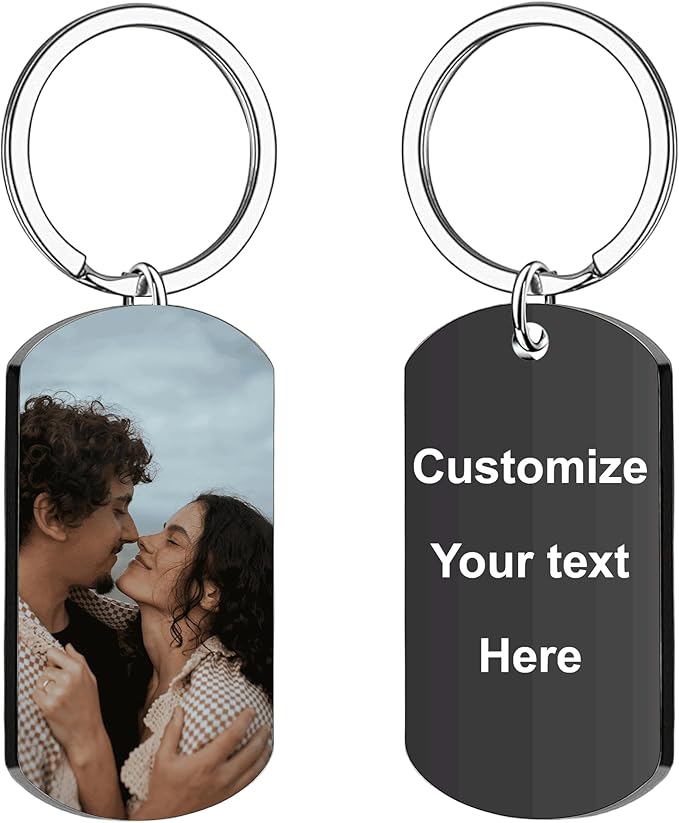 Custom Keychains with Picture Personalized Photo Logo Text Customized Key Chain for Boyfriend Dad Men Women Gifts