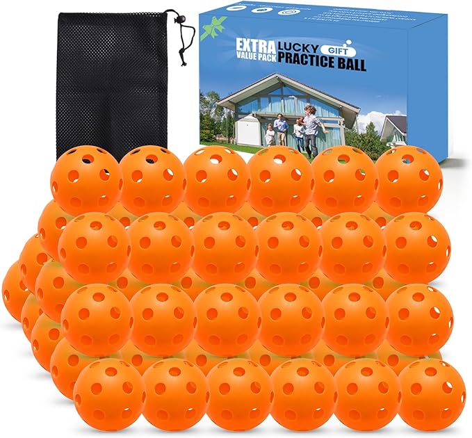 FINGER TEN Golf Practice Balls Plastic Colored Value 12/24/36/50 Pack, Limited Flight Sports Training Ball for Men Women, Indoor Outdoor Driving Range Backyard Use