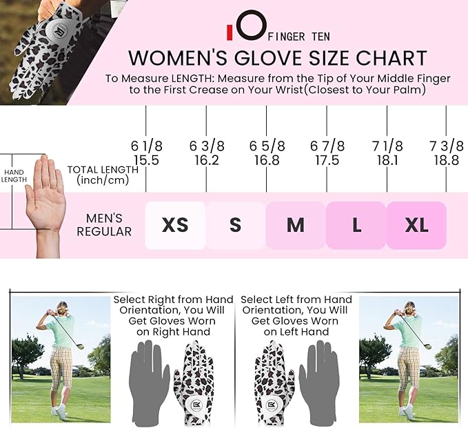 Ladies Golf Gloves Women Right Handed Golfer Left Hand Value 2 Pack with Ball Marker Leather All Weather Grip Breathable Soft Gift Set
