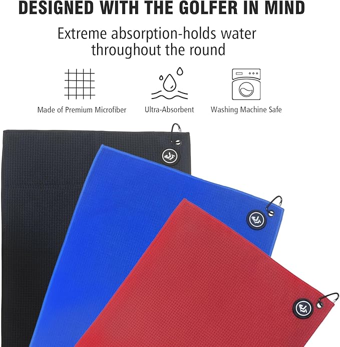 Dragon tiger Magnetic Golf Towel – 23.6"x15.7" Microfiber Waffle Weave with Magnet & Carabiner, Ultra Absorbent for Clubs, Bags & Carts, (Dark Blue)