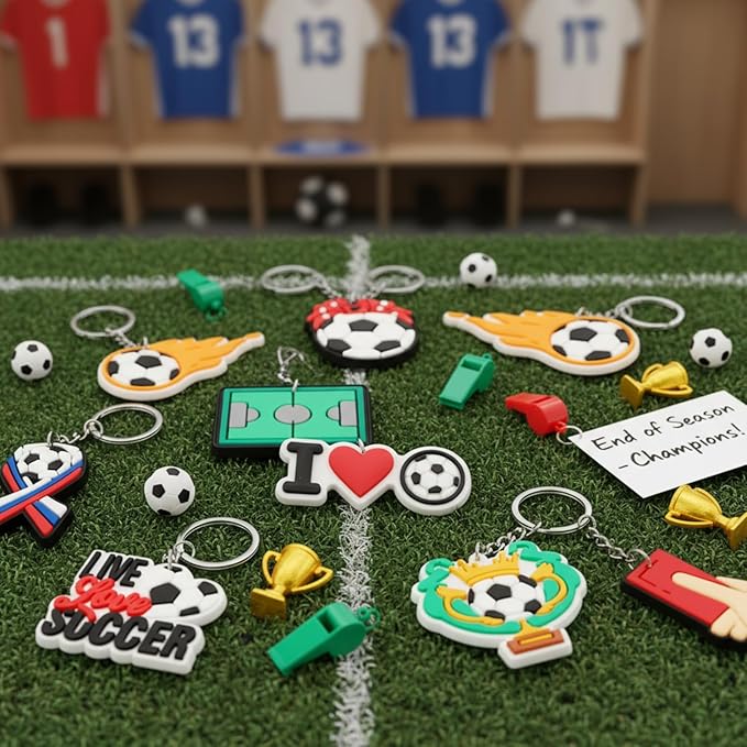 Batiyeer 72 Pack Soccer Keychains Bulk Party Favors Sports Ball Key Chains Funny Keyring Gifts for Women Men Birthday Supplies