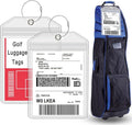 Extra Large Golf Luggage Tag 9" x 6 ", Shipping Label Holder for Golf Bag- Plastic Waterproof Zipper Pouch - PVC Luggage Tag Holders for Ship Sticks 2 Packs