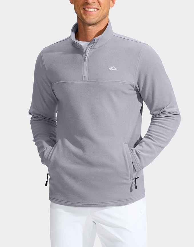 Pudolla Men's Quarter Zip Pullover with 2 Pockets Fleece Warm Soft Golf Sweatshirts for Athletic Workout Running