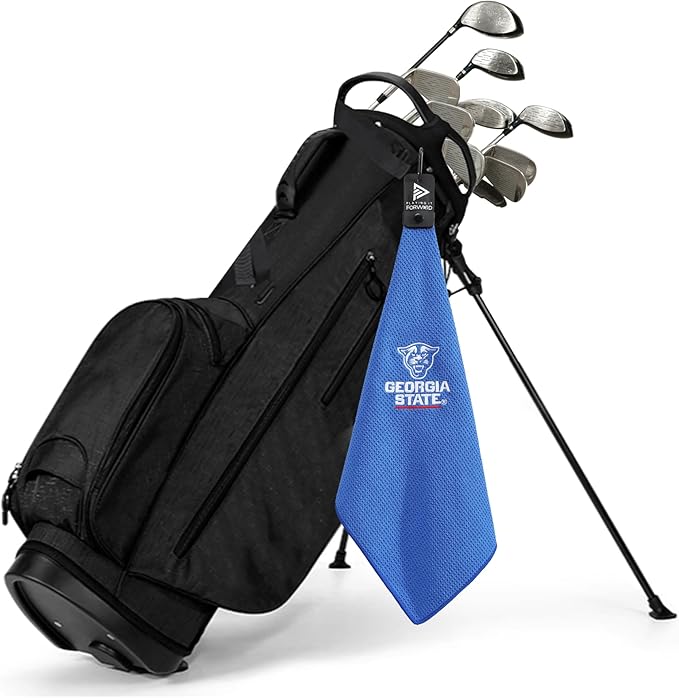 Magnetic Golf Towel Georgia State University - Waffle Weave Microfiber Towel with Ultra Strong Magnet & Clip for Secure Hold on Golf Bags & Cart - Ideal for Clubs & Accessories by Playing It Forward