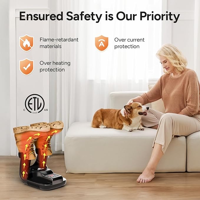Dr. Prepare Boot Dryer Shoe Dryer, Glove Dryer & Boot Warmer with Heat Blower, Portable Adjustable Rack and Timer, Folding Design & Quick Drying for Shoes, Gloves, Hats, Socks, Ski Boots, Smart Panel