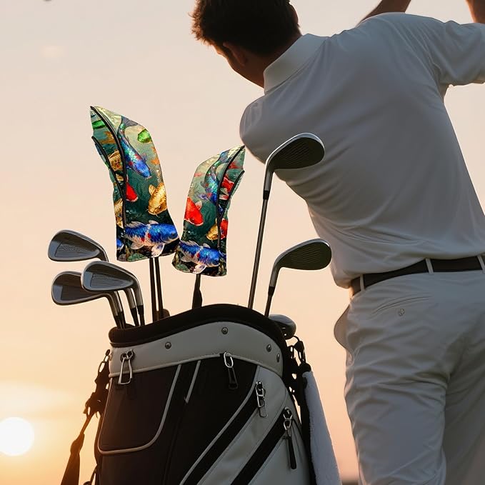 Golf Club Covers Cats Black Driver Headcover, Leather Golf Club Head Covers for Driver Fairway Woods Waterproof Golf Headcovers with Anti-Scratch Lining for Men Women