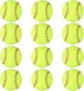 12 Pack Softballs 12 Inch, Softball Practice Balls, Soft Cork Core, Fluorescent Yellow PVC Official Size & Weight Slowpitch Softballs for Training, Games, Practice