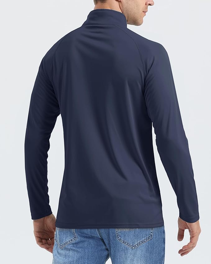 Boladeci Men's UPF 50+ Sun Shirts 1/4 Zip Long Sleeve SPF UV Protection Lightweight Quick Dry Quarter Zip Golf Shirts