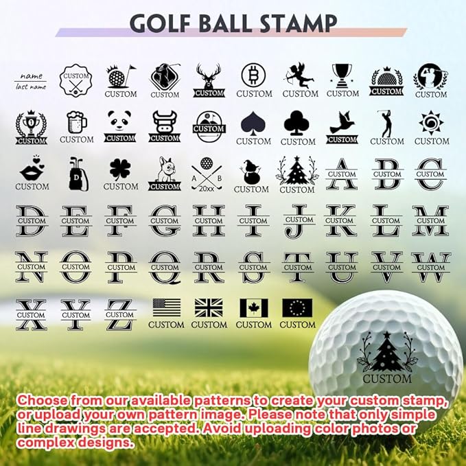 HDSD Custom Golf Ball Stamp with Personalized Case Cover Golf Ball Marker Motif for Golfers Accessories,Includes Long Lasting Ink Bottle