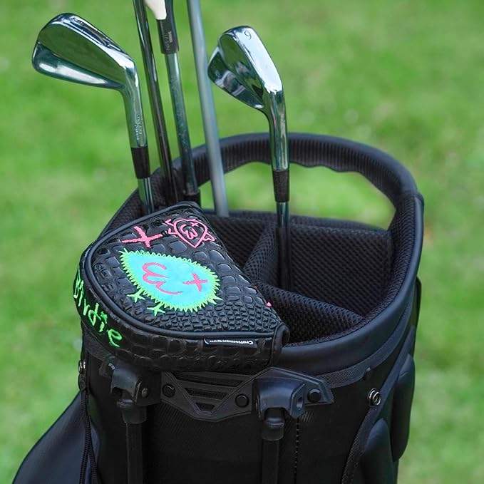 Craftsman Golf DF3 Putter Cover Golf Headcover Center Shaft Birdie Design OZ1 Headcover Mallet Putter Cover with Magnetic Closure for Driver Mid Mallet Putter Heel Shafted