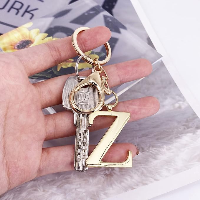 LAXPICOL Gold Letter A-Z Keychain for Women Bag Charms Purse Charms For Handbags Metal Alphabet Initial Letter Keychain