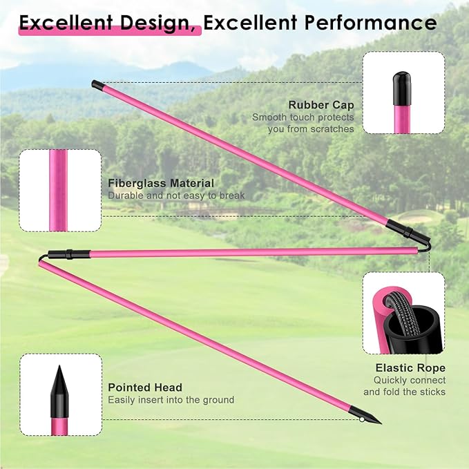Rhino Valley Golf Alignment Sticks - 48" Collapsible Golf Practice Rods for Aiming, Putting, Full Swing Trainer, Posture Corrector with Clear Tube Case, Golf Training Equipment