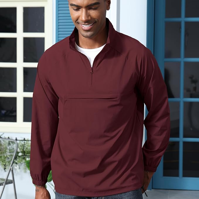 Opomelo Men's Athletic Quarter Zip Pullover Golf Hiking Running Lightweight Jacket Workout Sweatshirt With Pocket