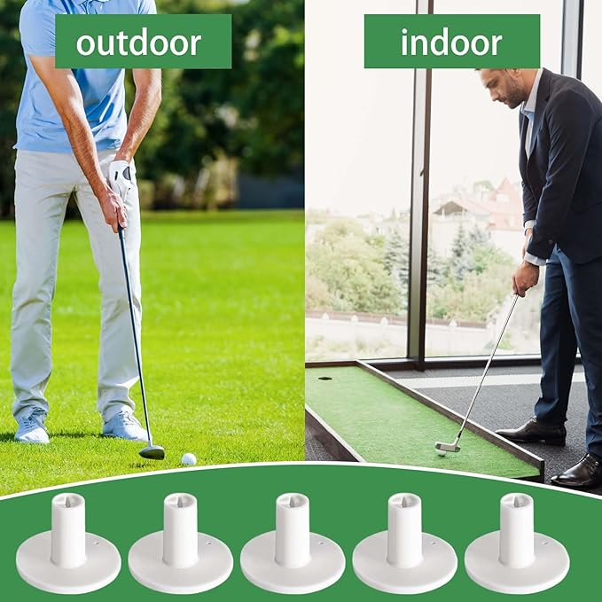 Rubber Golf Tees for Mats Adjustable Height Golf Simulator Tees,Indoor Outdoor Practice,Non-Slip Mat Tees with Holder,Compatible with Driving Range