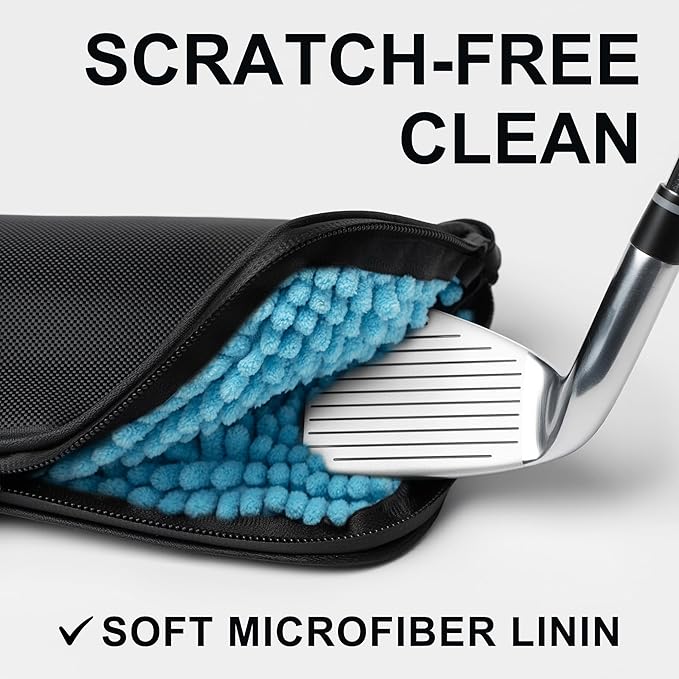 Golf Club and Golf Boll Cleaner Bag, Golf Ball Cleaner Pouch with 1 Pack Golf Ball Towel, Waterproof Outside, Clean Inside – Liner Technology, Machine Washable