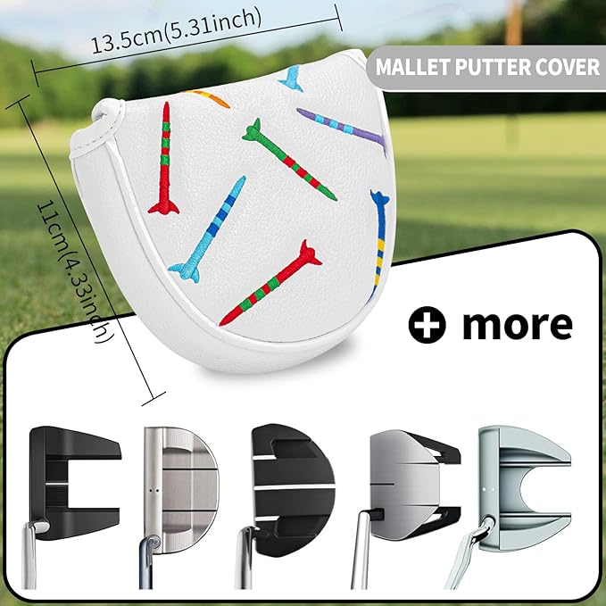 Colorful Nails Style Golf Half Mallet Putter Cover Headcover, Golf Putter Club Cover Magnetic Golf Head Covers Headcovers Club Protective Equipment