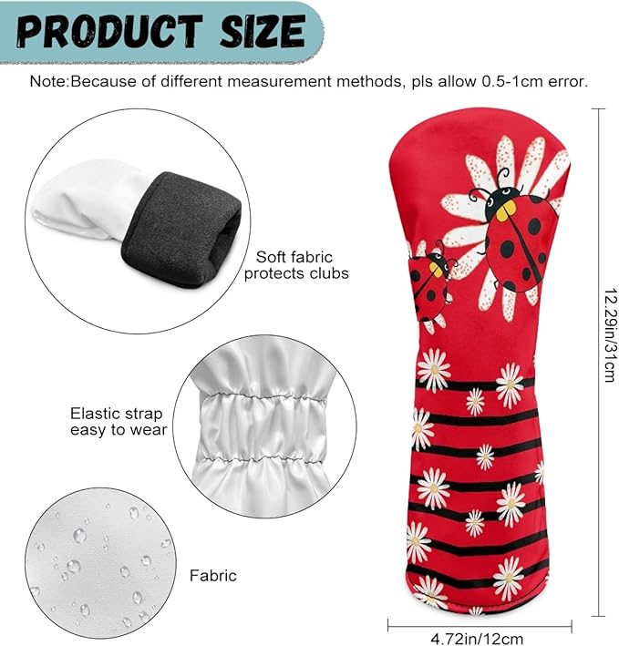 Golf Club Head Covers for Club Protective, Waterproof PU Leather Driver Fairway Wood Hybrid Head Cover