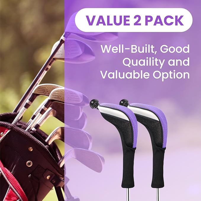 FINGER TEN Golf Club Head Covers Woods Hybrids 1/2/3/4 Pack, Headcovers Men Women 3 5 7 X with Interchangeable Number Tag, Fit All Wood Hybrid Clubs
