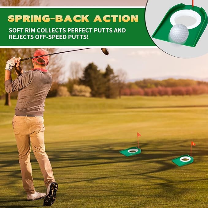 Sotiff Golf Putting Practice Cup Hole Training Aids Golf Accessories Training Putters with Plastic Flag for Adult Office Garage Yard Indoor Outdoor Practice