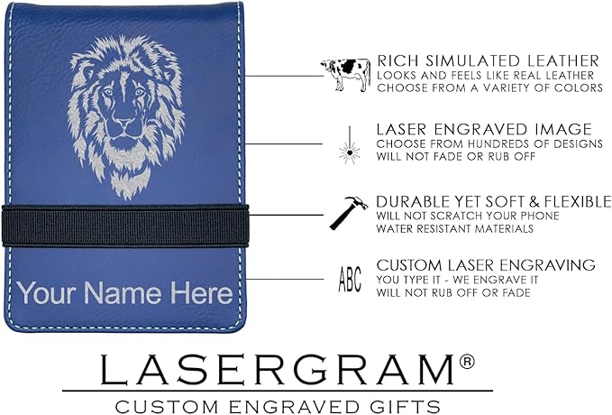 LaserGram Mini Padfolio with Notepad and Pen, Golfer Golfing, Personalized Engraving Included (Dark Blue)