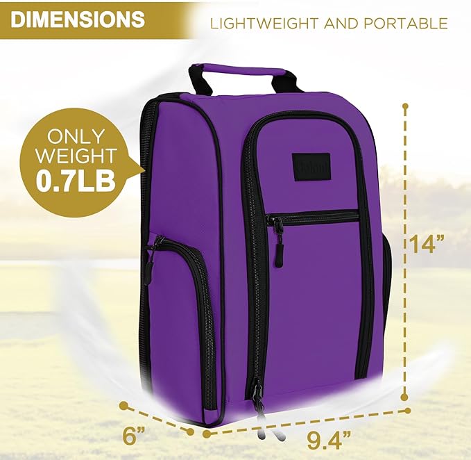 Goloni Golf Shoe Bag for Men & Women, Padded Travel Shoe Bag with Side Accessory Pockets,Sport Shoe Carrier for Golf Shoes,Socks,Tees & Balls,Durable & Lightweight Design,Purple