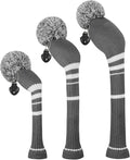 Scott Edward Golf Headcovers for Woods Set of 3 Fits Well Driver(460cc) Fairway Wood and Hybrid(UT) The Perfect Change for Golf Bag Classic Striped Style