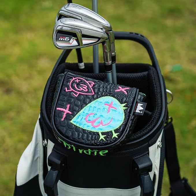 Craftsman Golf DF3 Putter Cover Golf Headcover Center Shaft Birdie Design OZ1 Headcover Mallet Putter Cover with Magnetic Closure for Driver Mid Mallet Putter Heel Shafted
