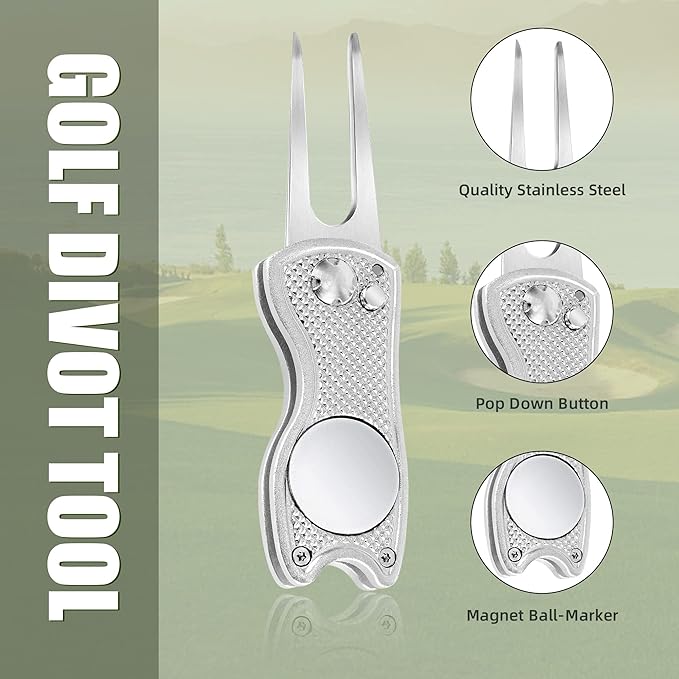 Mile High Life Printed Golf Towel(16"x24"), Brush Tool Kit, Divot Repair Tool, Microfiber Towel，Brush with 2FT Retractable Cord, Repair Tool w Magnetic Golf Ball Marker