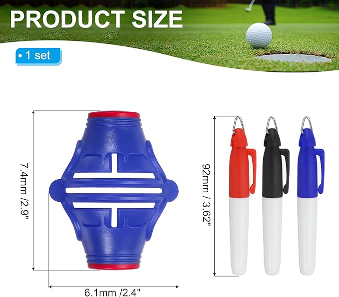 PATIKIL Golf Ball Marker Stencil 360 Degree Triple Track Golf Ball Alignment Marking Tool Line Drawing Marker with Marker Pens for Men Women