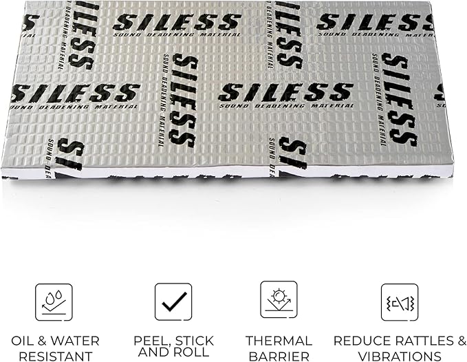 Siless 80 mil (2mm) Car Sound Deadening mat - Butyl Automotive Sound Deadener - Noise Insulation and Vibration Dampening Material 5 sqft (0.46 sqm)
