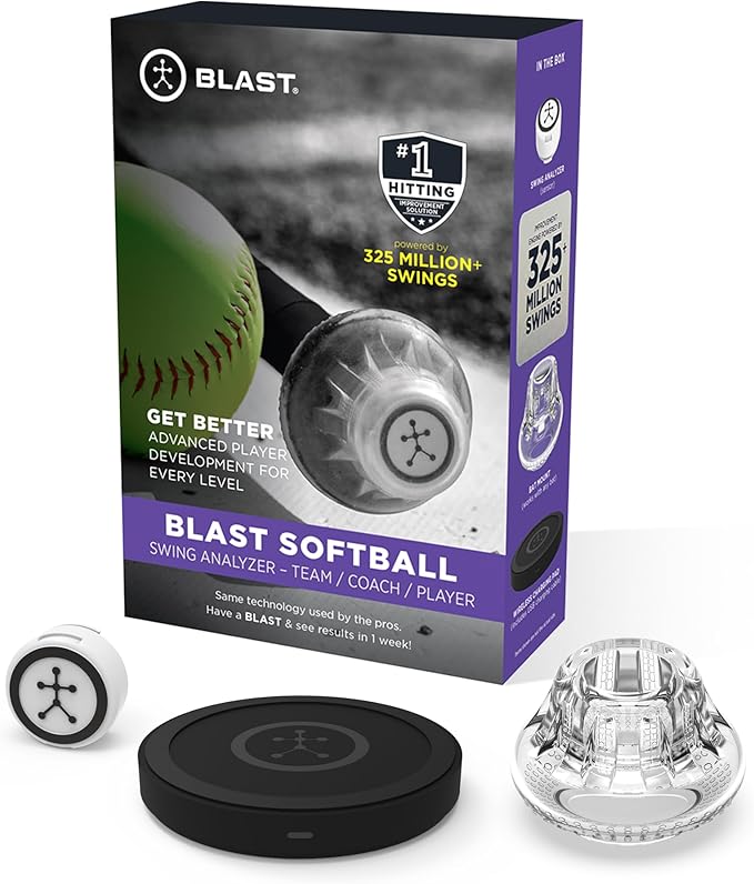 Blast Motion Softball Swing Analyzer - Improve Your Swing at Every Level - Batting Trainer - Real-time Feedback, Swing Metrics, Video Capture Highlights, Track Performance (GEN3 Sensor)