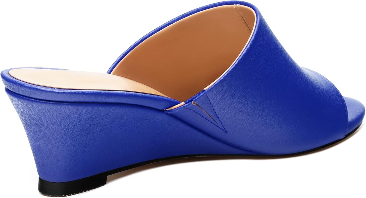 Wedge Sandals for Women Open Toe Wedge Heels Womens Matte High Heel Sandal Round Toe Heeled Wedge Sandals Slip on Casual shoes 2 inch