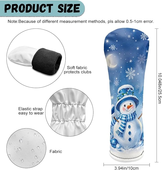Golf Club Head Covers for Club Protective, Waterproof PU Leather Driver Fairway Wood Hybrid Head Cover