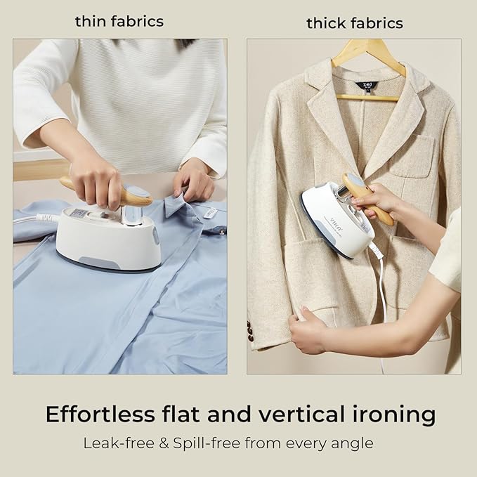 YIKA Steamer Iron for Clothes 2-in-1, Multi-Level Heating & Steaming Control, Handheld Steam Iron with Ceramic Coated Panel, Portable Fabric Wrinkle Remover for Home, Travel, and Office Use