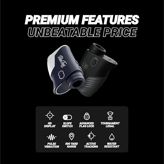 Blue Tees Golf - Series 2 Pro Plus + Laser Rangefinder with Slope Switch - 800 Yards Range, Slope Measurement, Flag Lock with Pulse Vibration, 6X Magnification