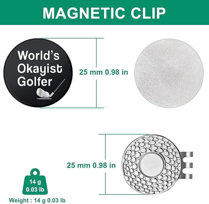 Golf Ball Marker Hat Clip, Funny Golf Accessories, Golf Gifts for Men 25 MM
