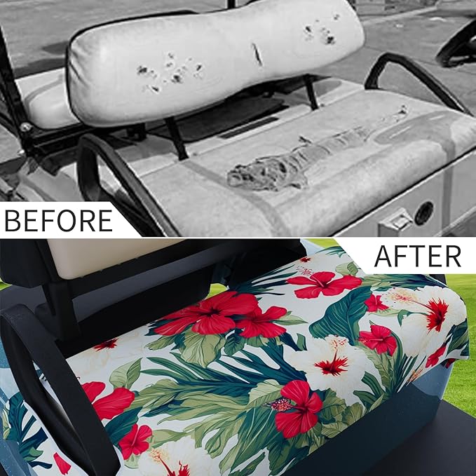 AQQA Golf Cart Seat Covers, Tropical Palm Leaf-Boho-Marble Microfiber Golf Cart Seat Blanket, Golf Blanket, Golf Accessories, Golf Cart Seat Towel Fits All 2-Seat Golf Carts, 55"x 32"